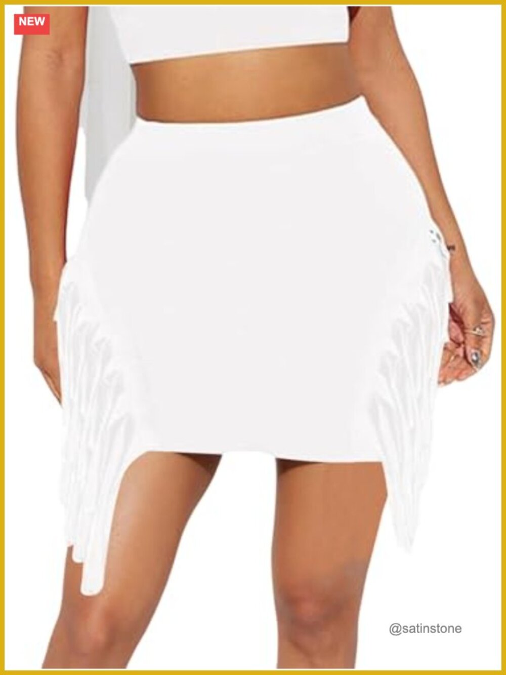 Women's Fringe Tassel High Waist Bodycon Pencil Mini Skirt Polyester